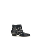 Black Calf Leather Bos Taurus Lace-Up Boots Chloé