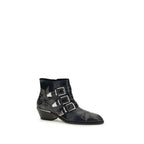 Black Calf Leather Bos Taurus Lace-Up Boots Chloé