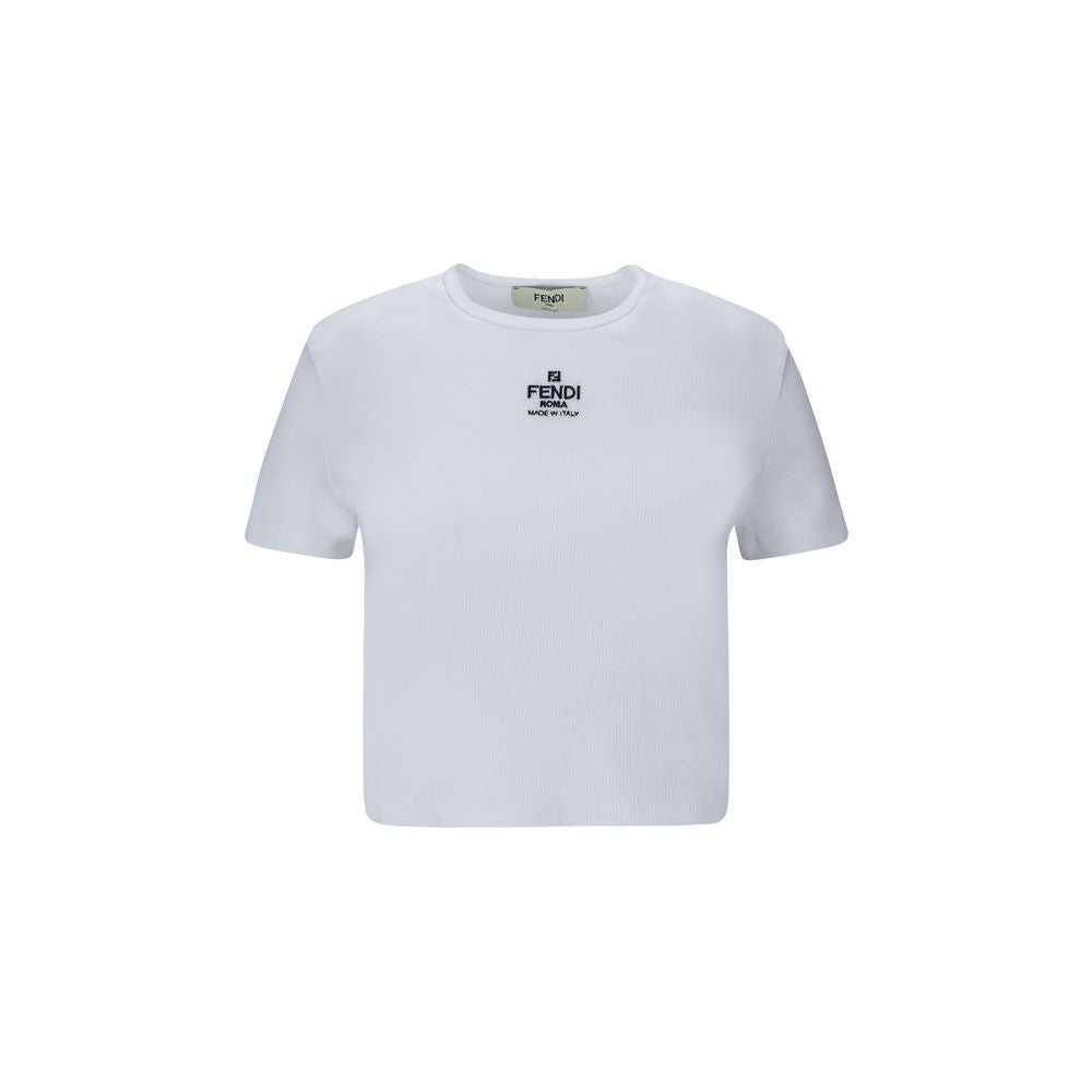 White Cotton T-Shirt Fendi