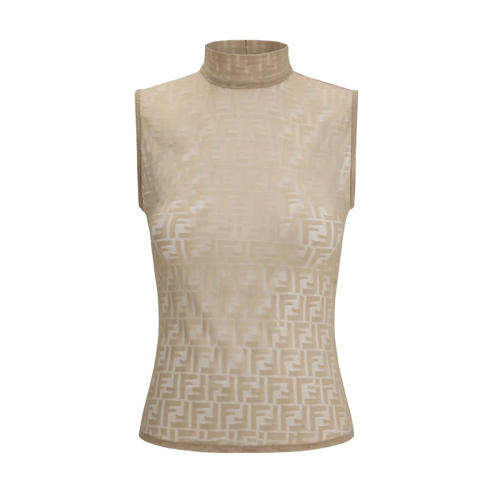 Multicolor Polyamide Sleeveles T-Shirt Fendi