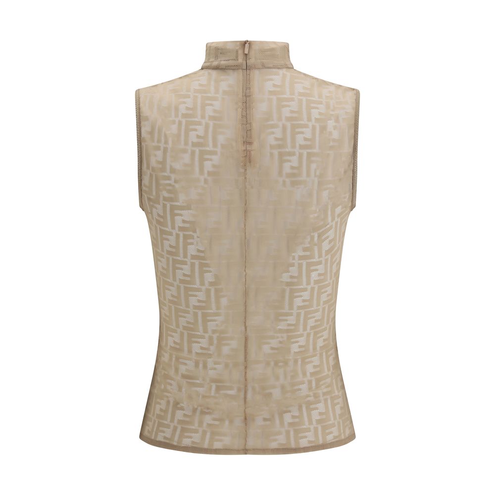 Multicolor Polyamide Sleeveles T-Shirt Fendi