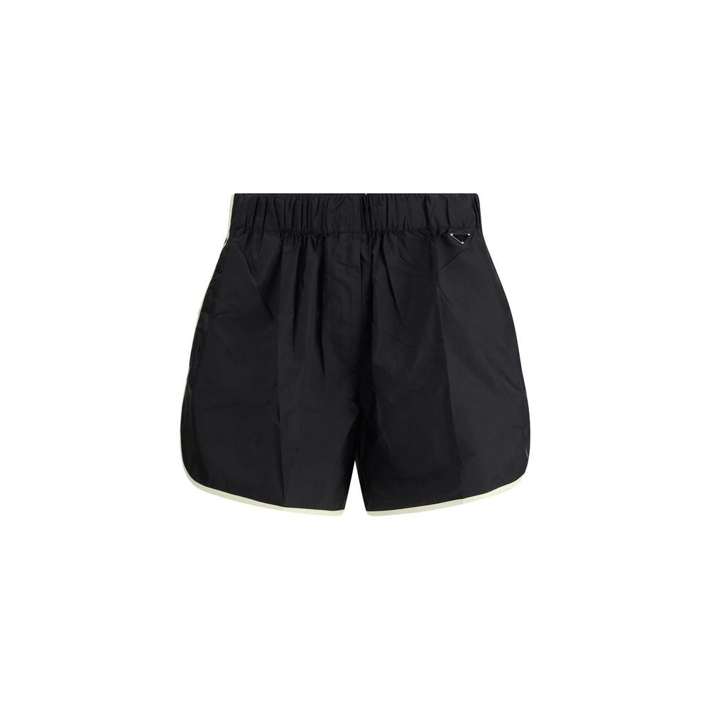Black Recycled Polyamide Bermuda Shorts Prada