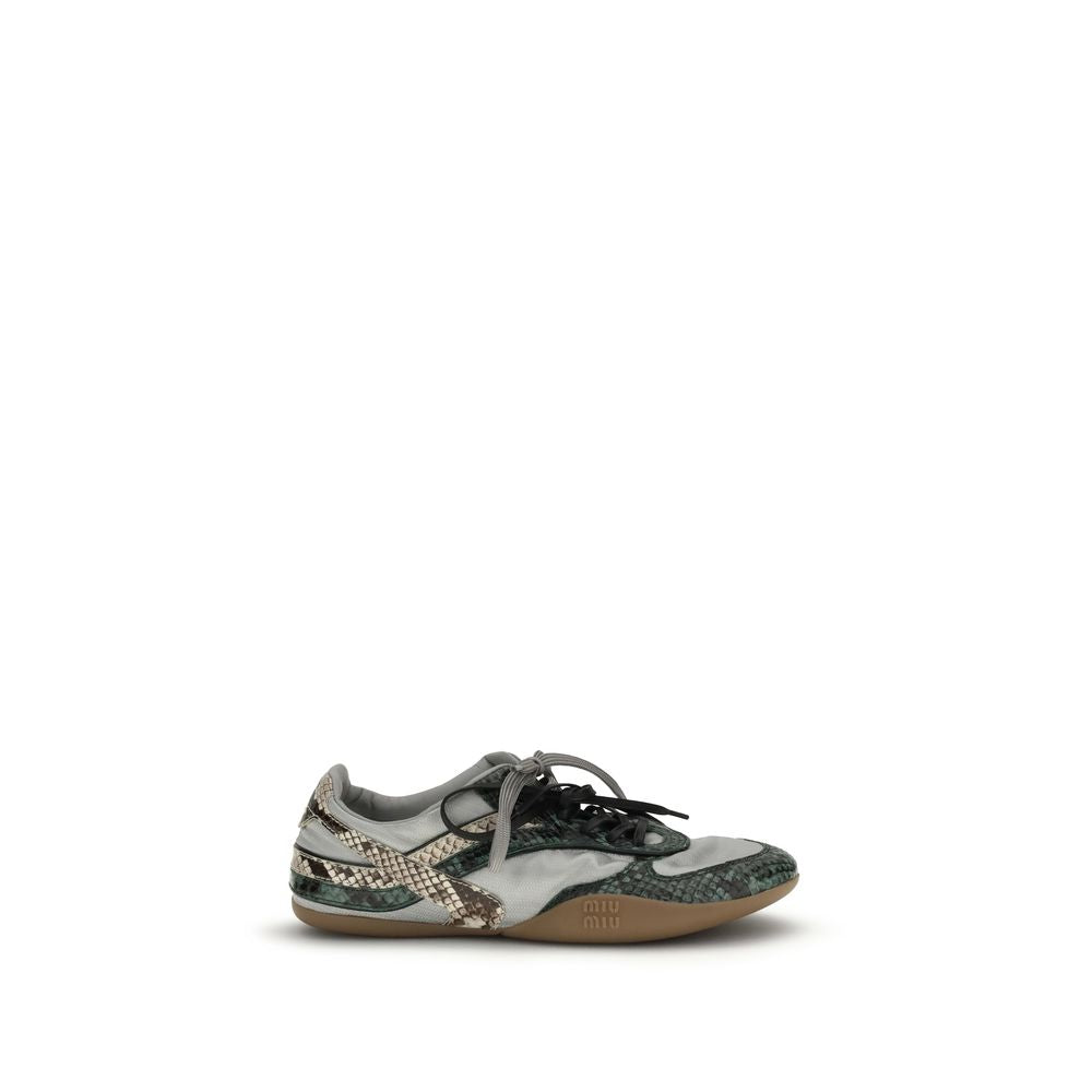 Gray Recycled Polyester Athletic Sneakers Miu Miu