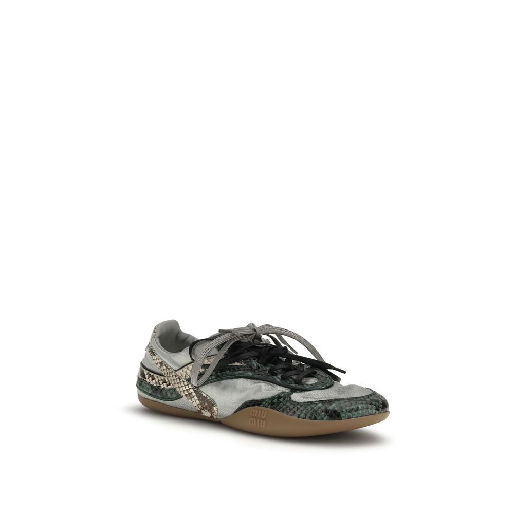 Gray Recycled Polyester Athletic Sneakers Miu Miu