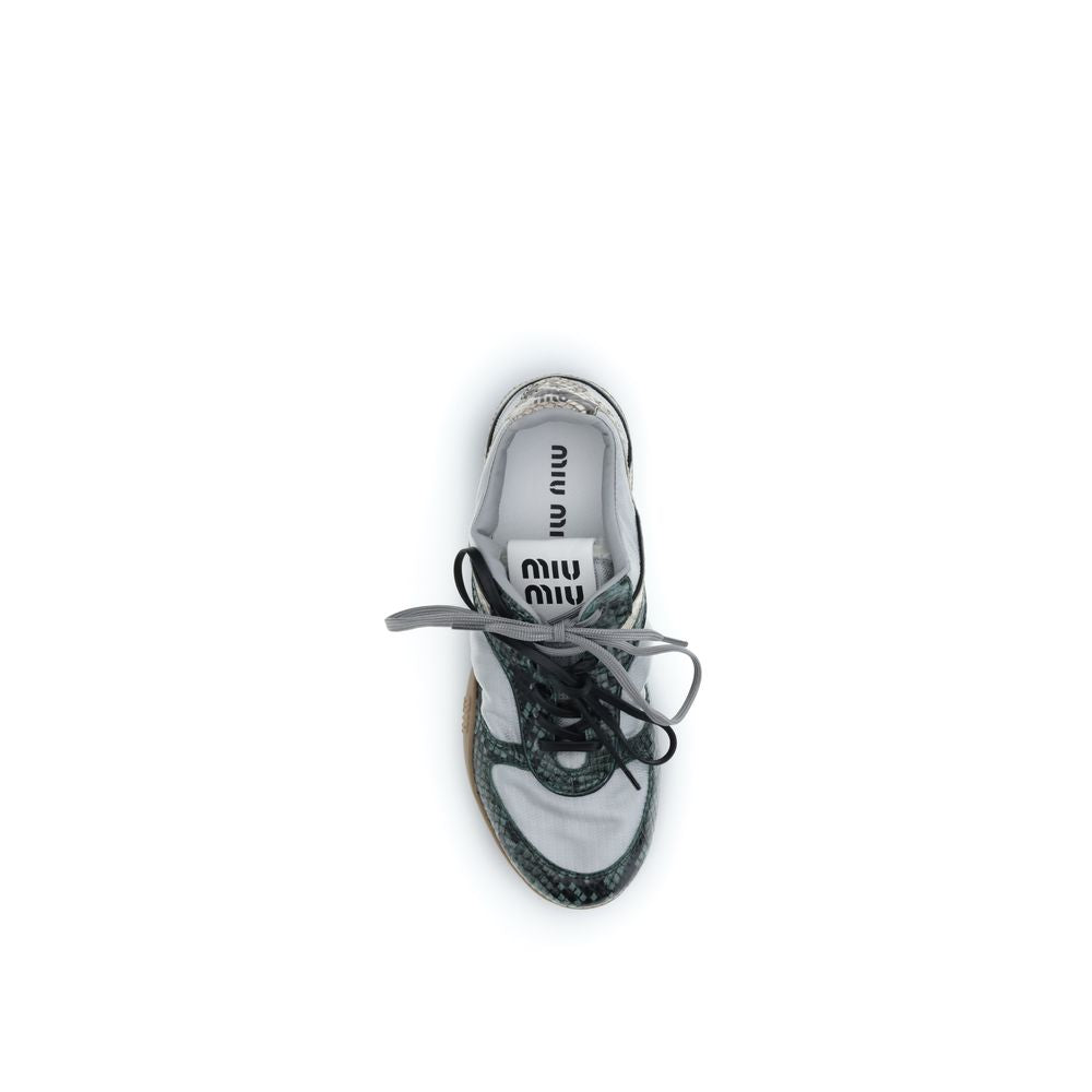 Gray Recycled Polyester Athletic Sneakers Miu Miu
