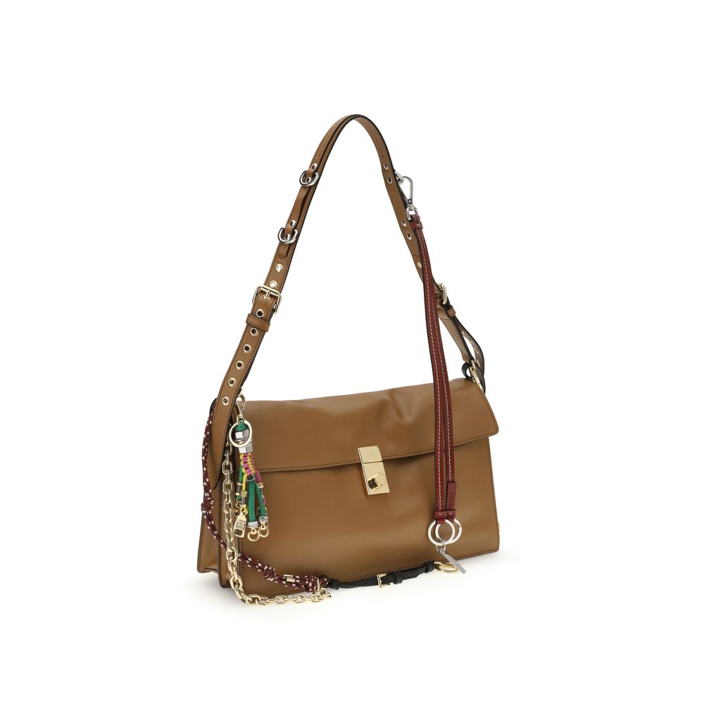 Beige Calf Leather Bos Taurus Shoulder Bag Prada