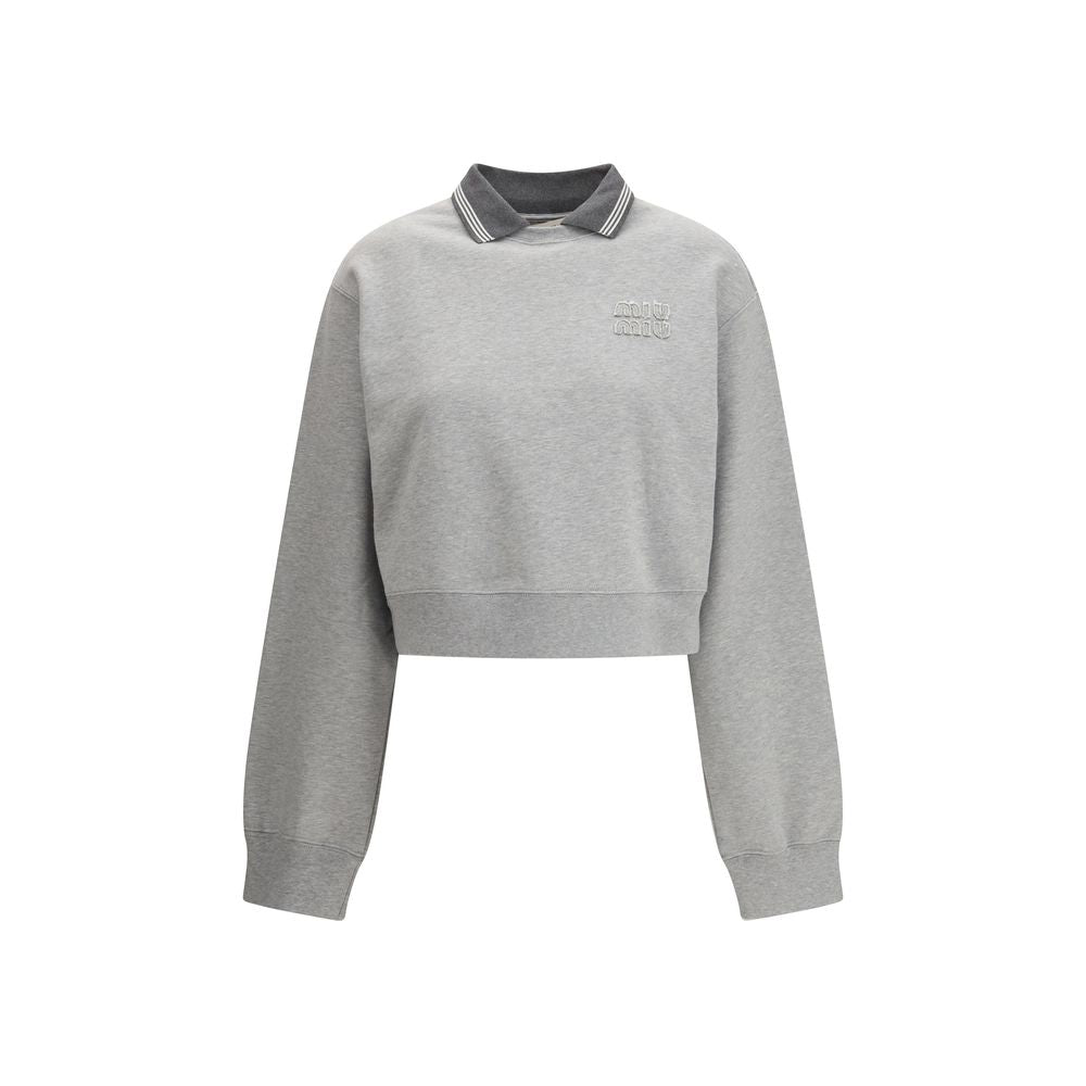 Gray Cotton Sweatshirt Miu Miu