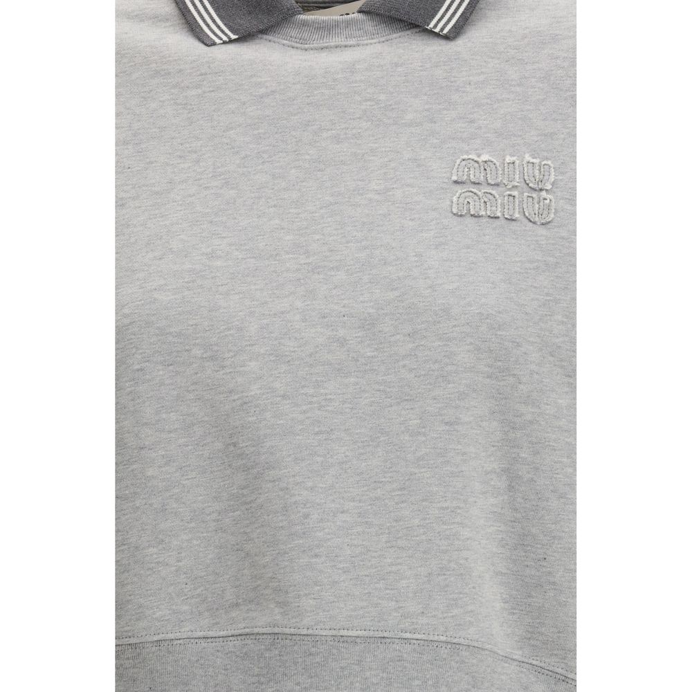 Gray Cotton Sweatshirt Miu Miu