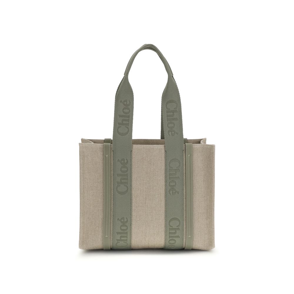 Beige Linen Shoulder Bag Chloé
