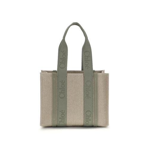 Beige Linen Shoulder Bag Chloé