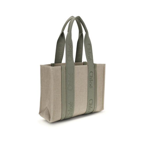 Beige Linen Shoulder Bag Chloé