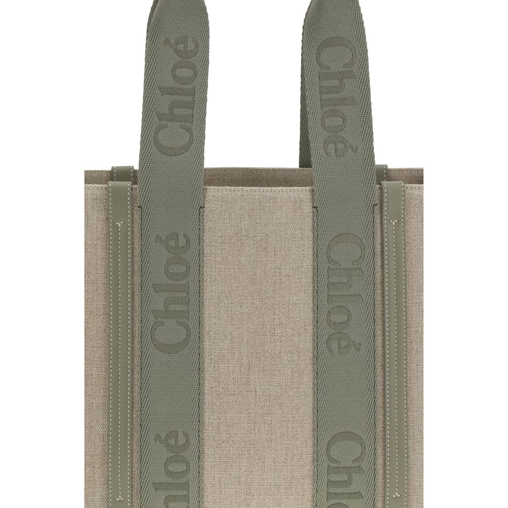 Beige Linen Shoulder Bag Chloé