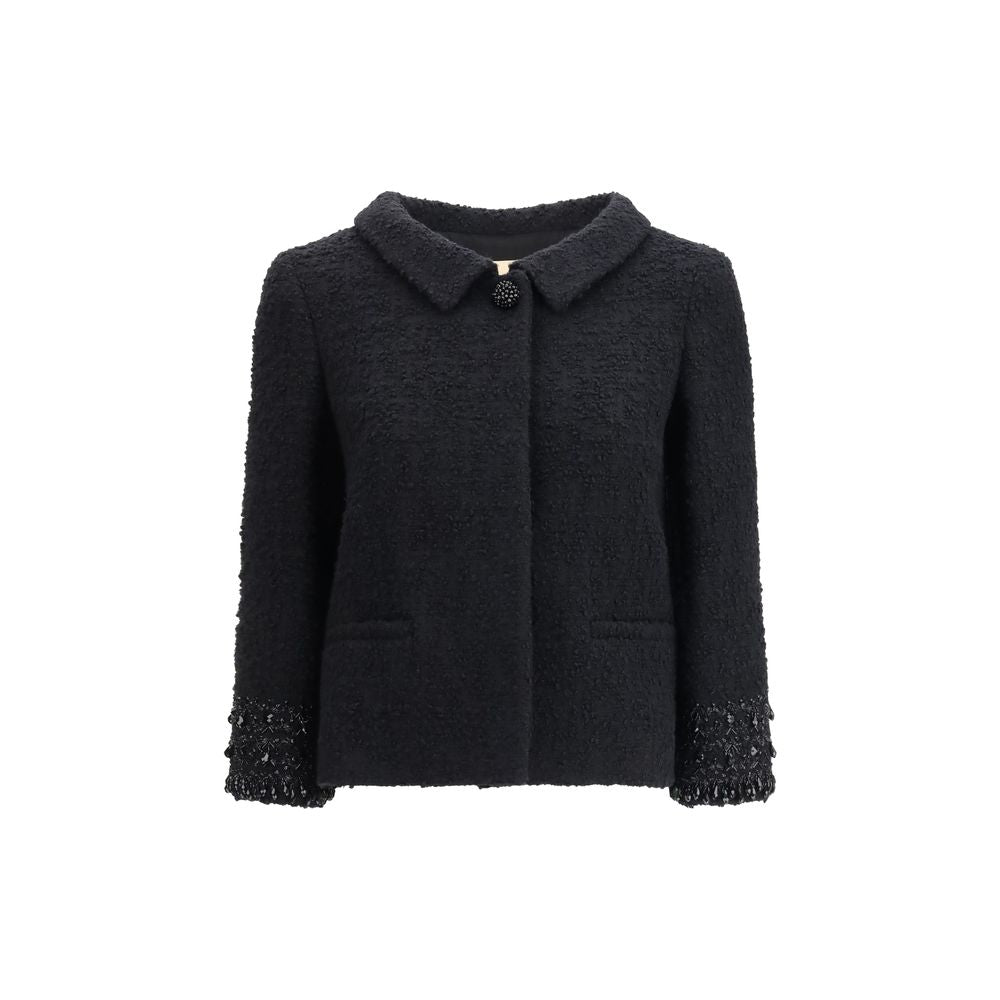 Black Fleece Wool Coat Valentino