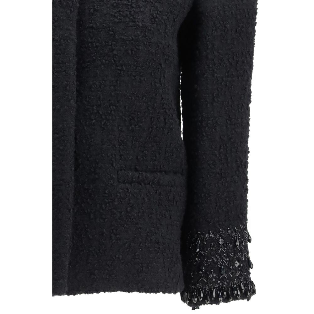 Black Fleece Wool Coat Valentino
