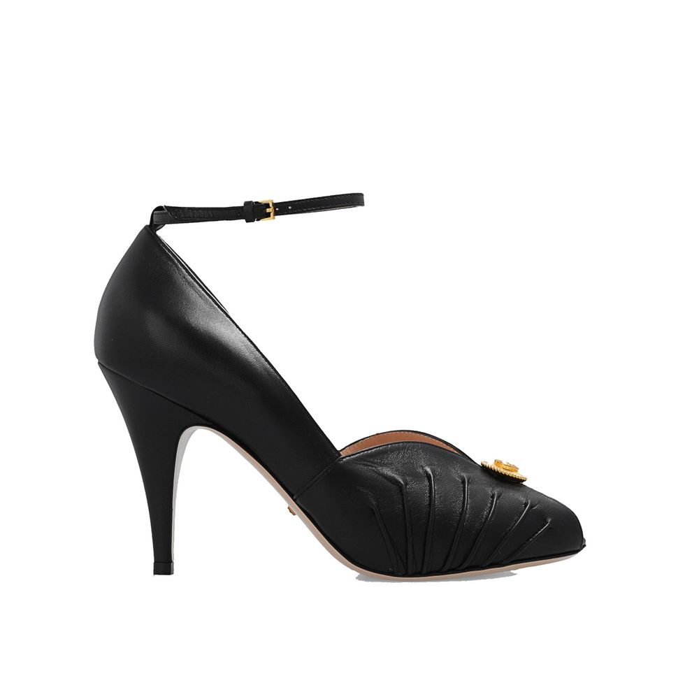 Black Leather High Heel Pumps Gucci