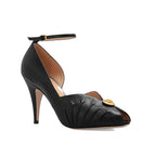 Black Leather High Heel Pumps Gucci
