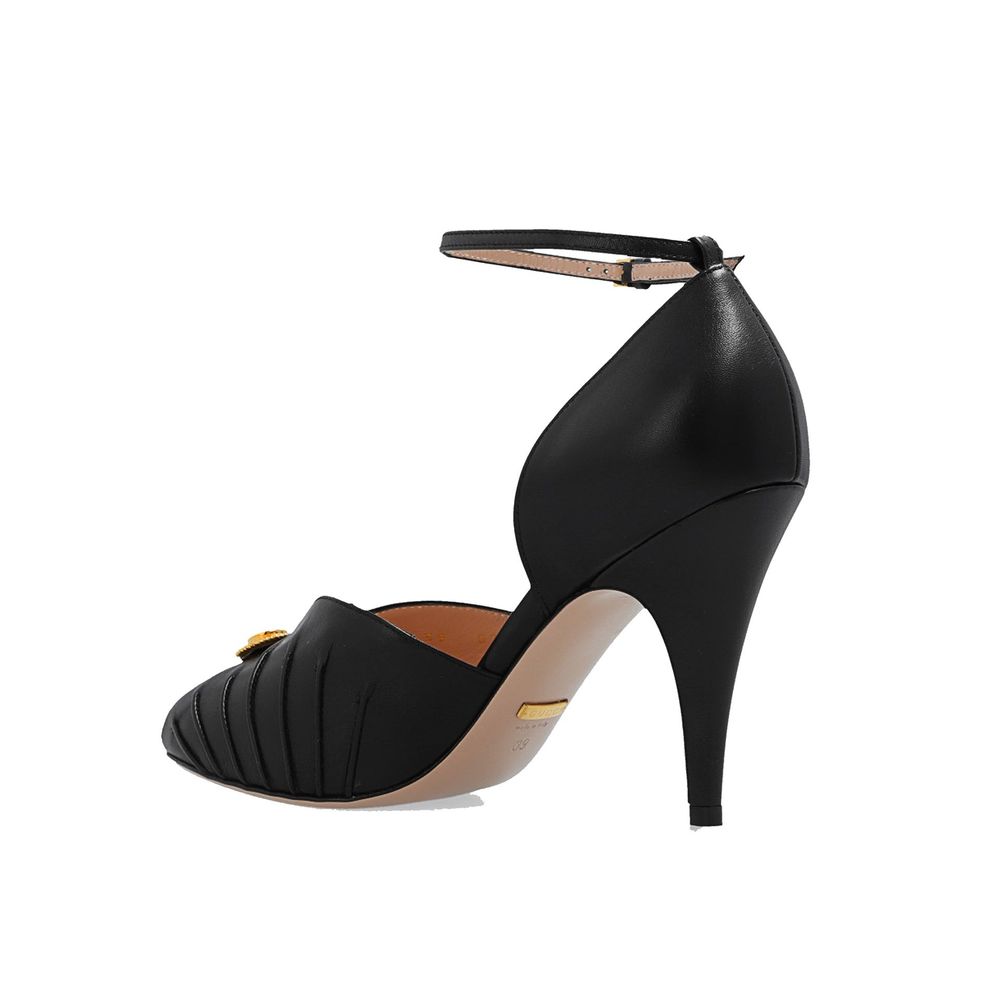 Black Leather High Heel Pumps Gucci