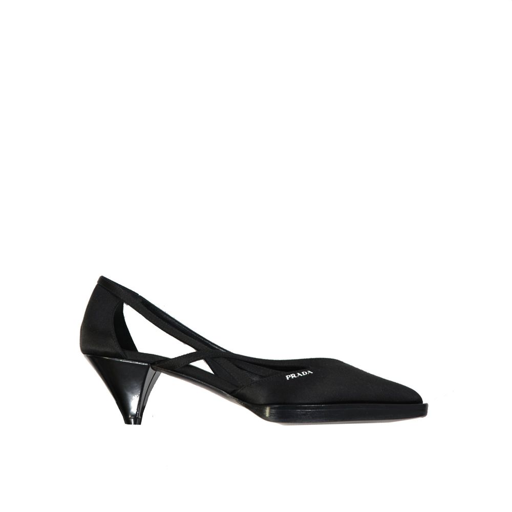Black Silk Mid Heel Pumps Prada