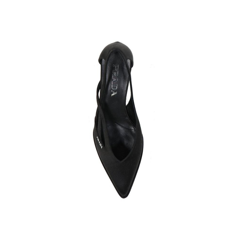 Black Silk Mid Heel Pumps Prada