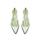 Bicolor Silk Mid Heel Pumps Prada