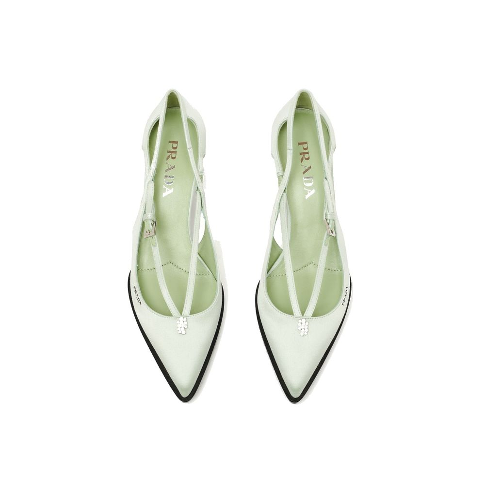 Bicolor Silk Mid Heel Pumps Prada