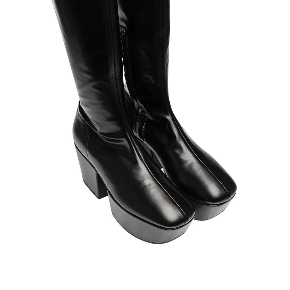 Black Calfskin Over The Knee Prada