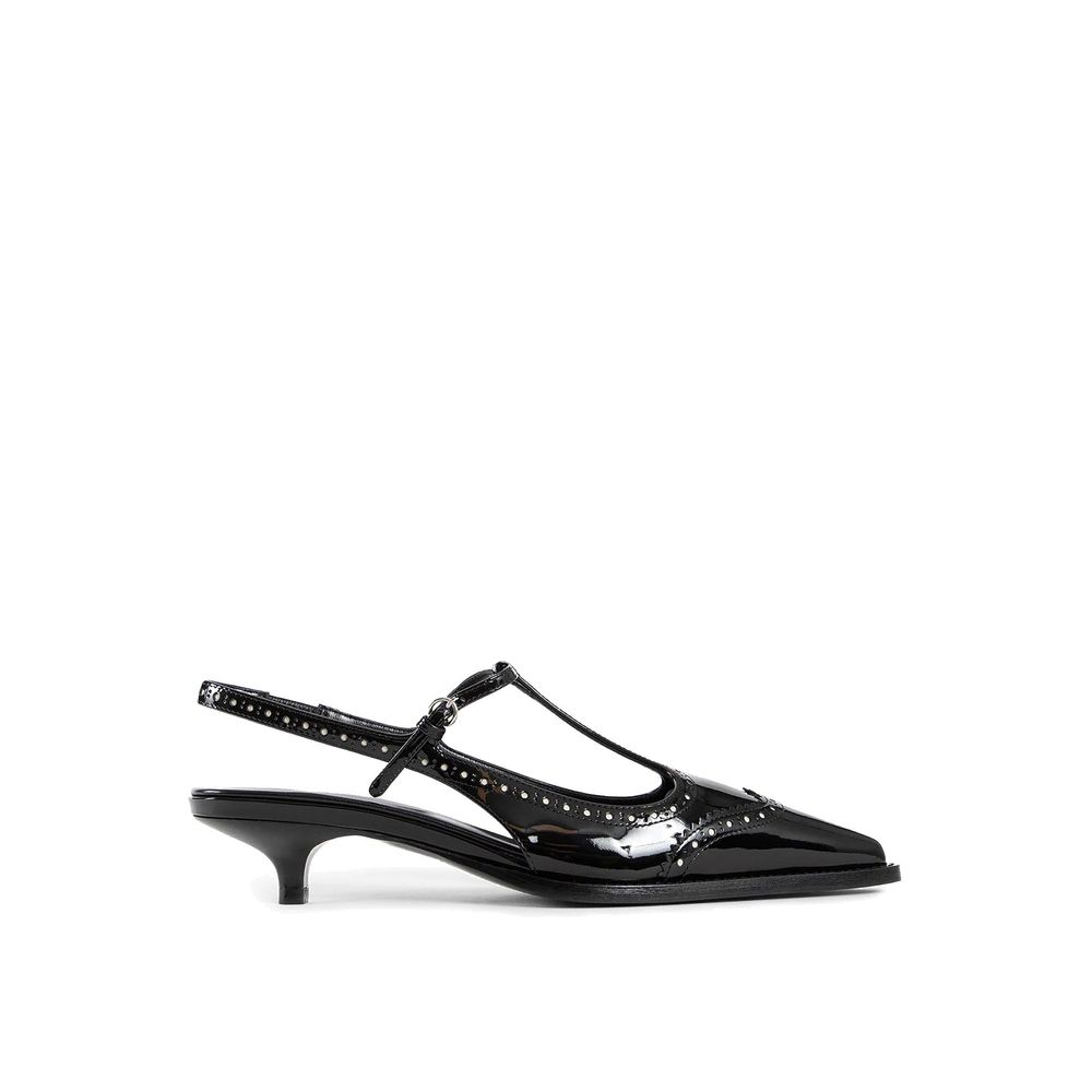 Black Calfskin Mid Heel Pumps Miu Miu