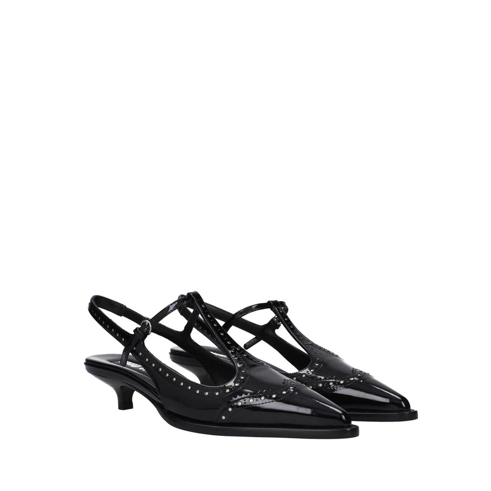 Black Calfskin Mid Heel Pumps Miu Miu