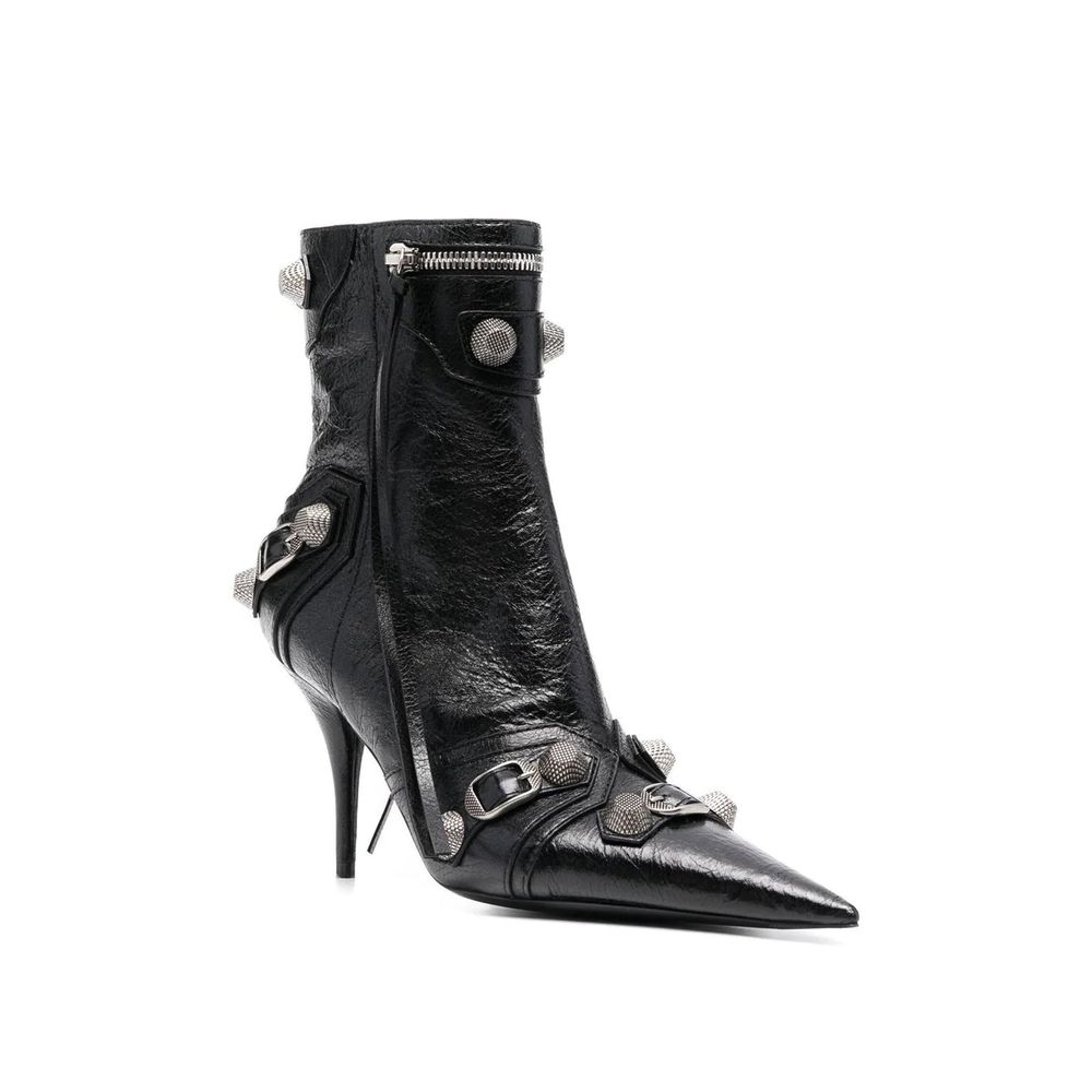 Black Lamb Leather Lace-Up Boots Balenciaga
