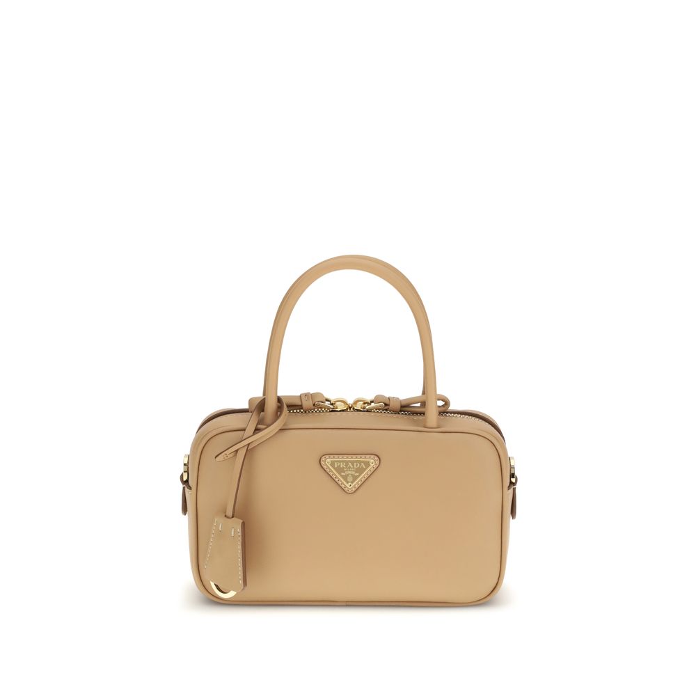 Beige Calf Leather Bos Taurus Handbag Prada