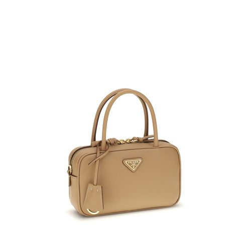 Beige Calf Leather Bos Taurus Handbag Prada