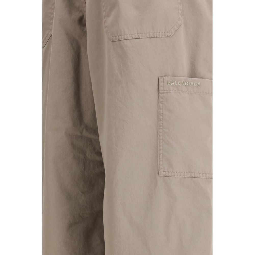 Beige Cotton Casual Pants Balenciaga