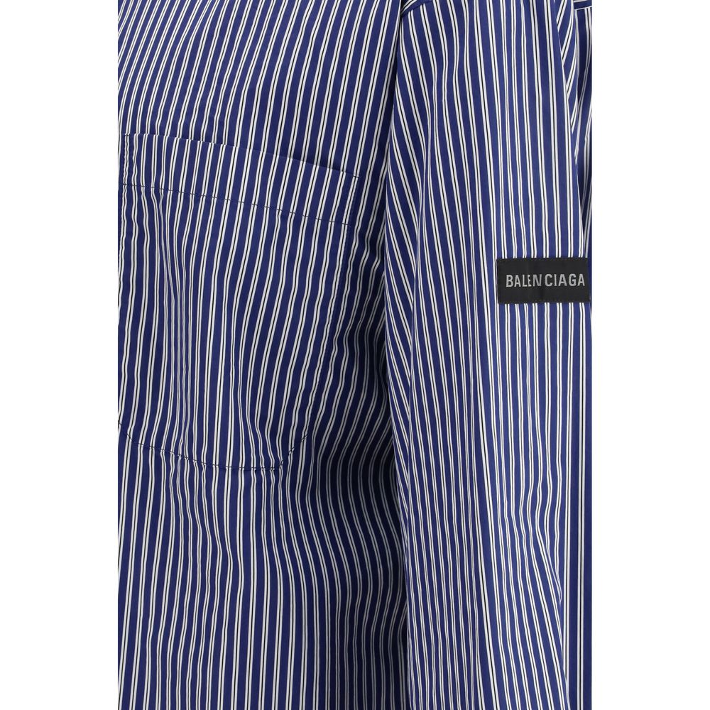 Blue Cotton Pattern Shirt Balenciaga