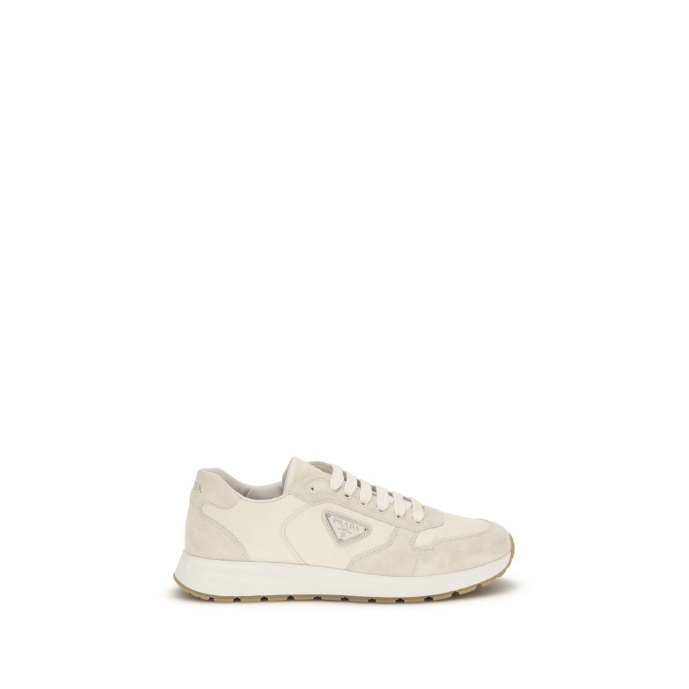 Beige Nylon Low Top Sneakers Prada