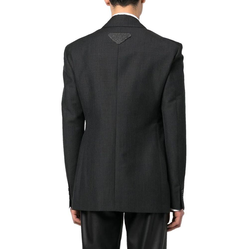 Gray Wool Blazer Prada