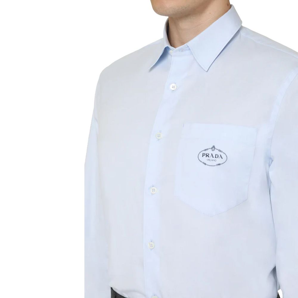 Blue Cotton Dress Shirt Prada