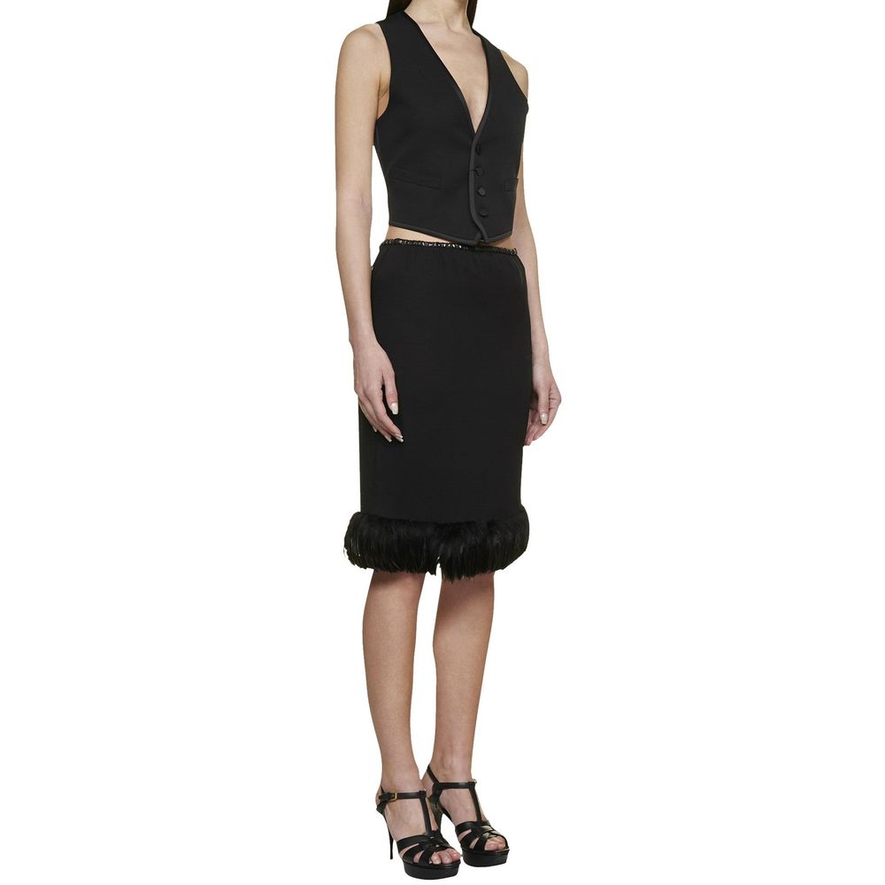 Black Silk Midi Skirt Saint Laurent