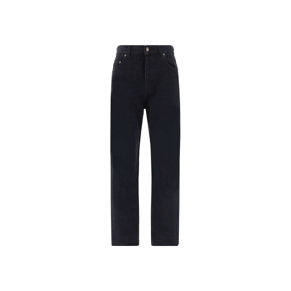 Black Cotton Straight-Leg Jeans Saint Laurent