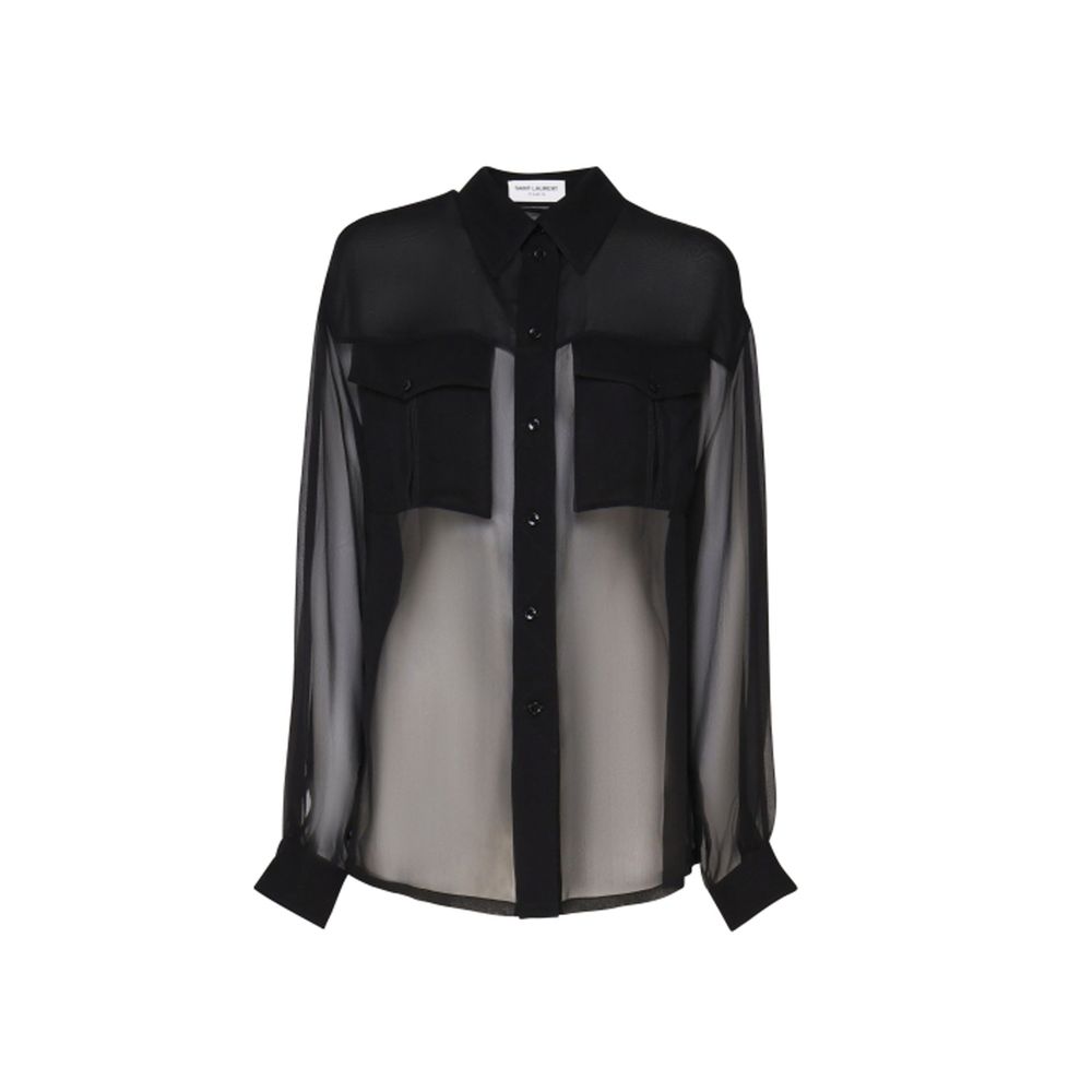 Black Silk Dress Shirt Saint Laurent