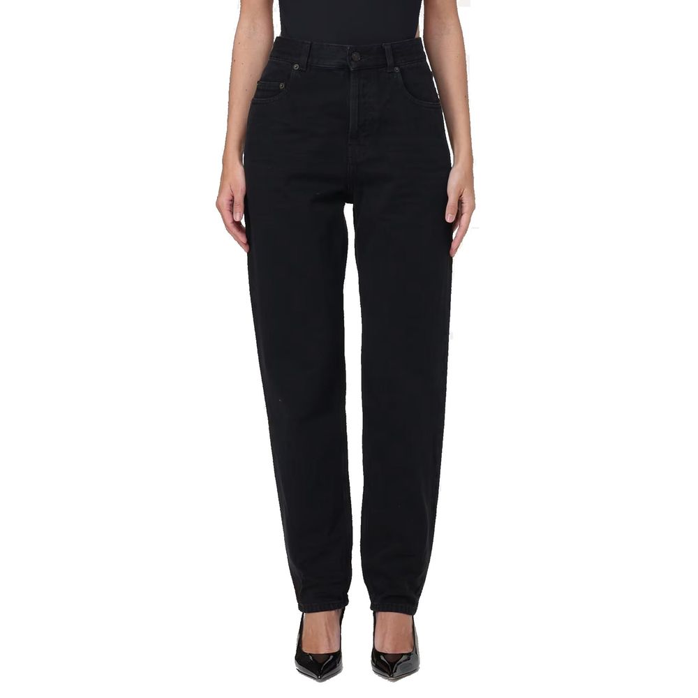 Black Cotton Straight-Leg Jeans Saint Laurent