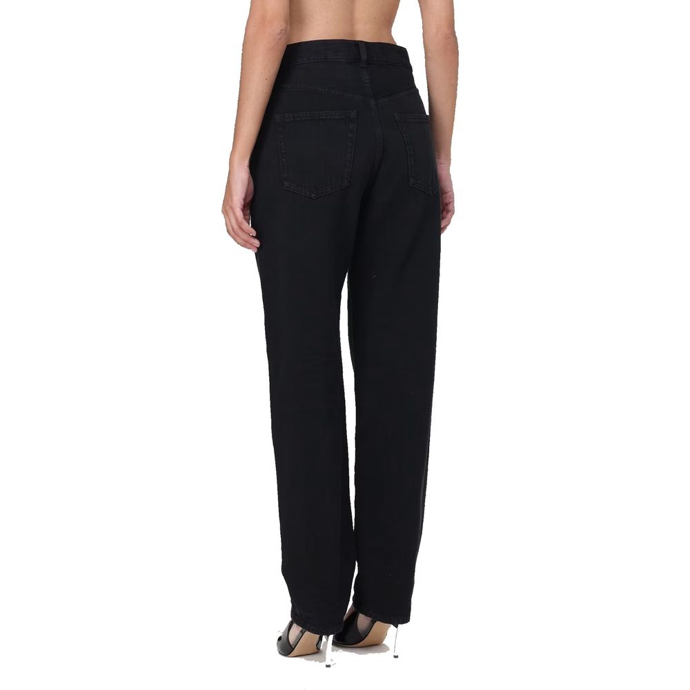 Black Cotton Straight-Leg Jeans Saint Laurent