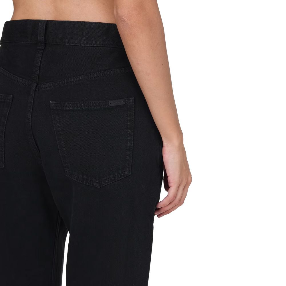 Black Cotton Straight-Leg Jeans Saint Laurent