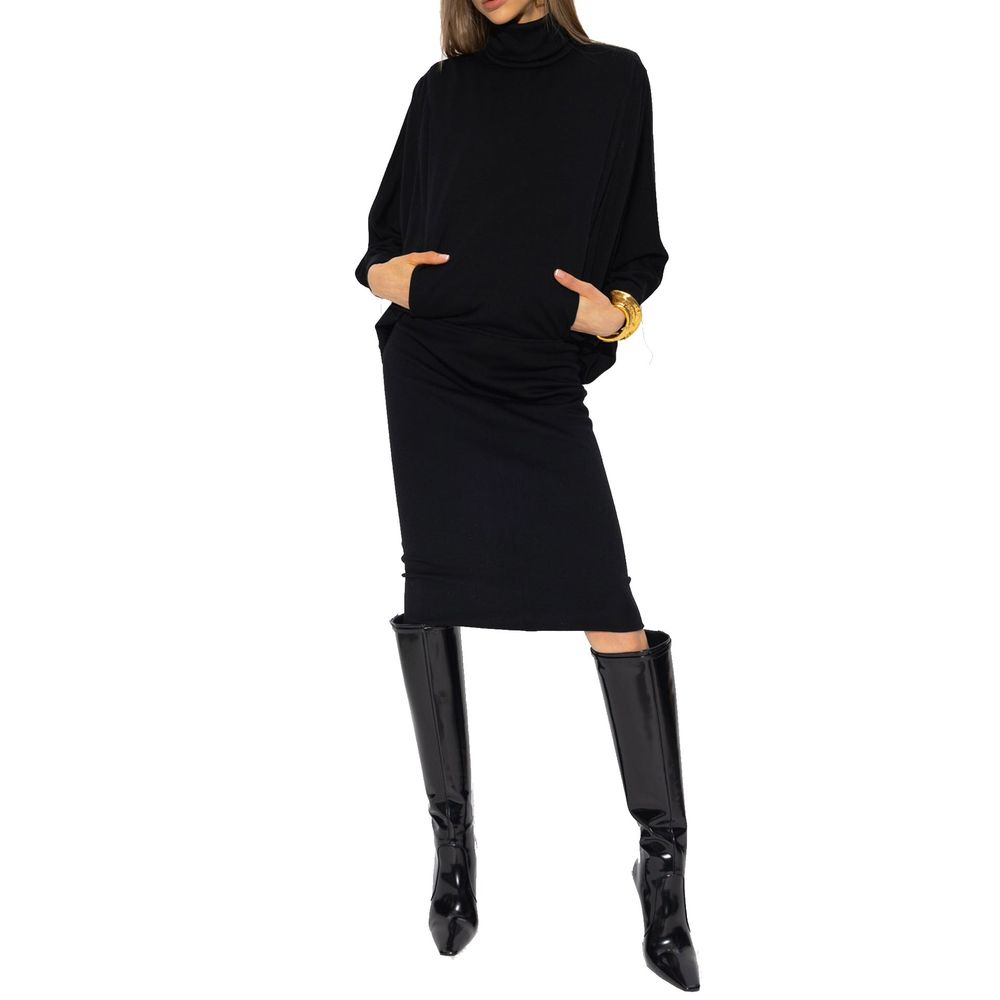 Black Wool Casual Dress Saint Laurent