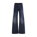 Blue Cotton Flared Jeans Balenciaga