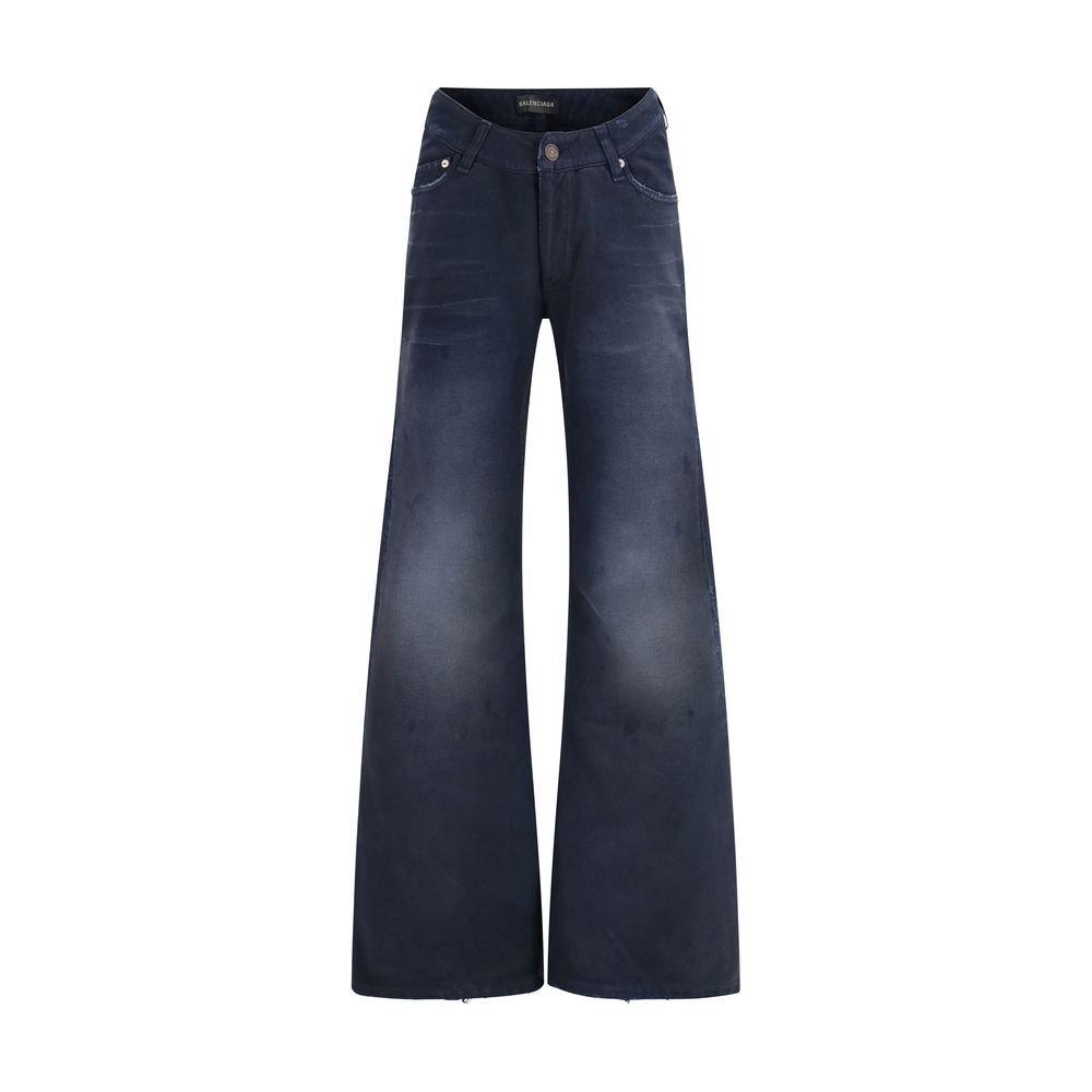 Blue Cotton Flared Jeans Balenciaga