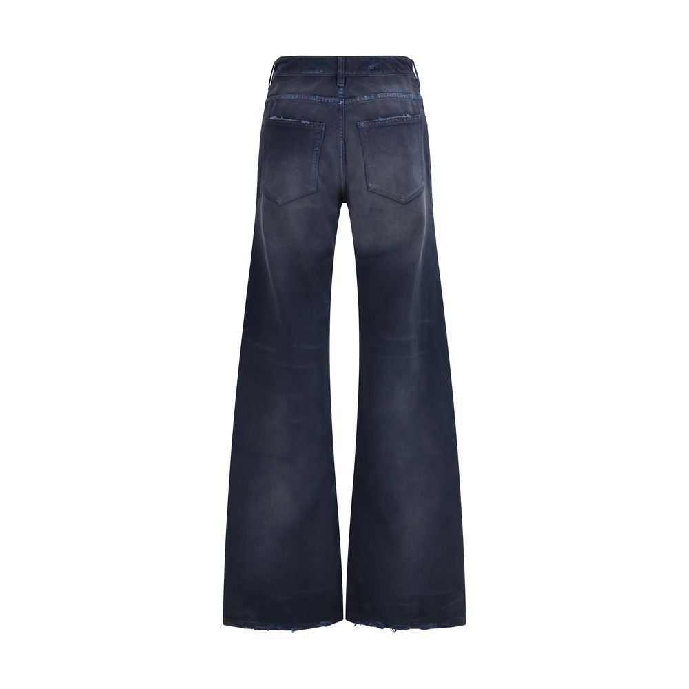 Blue Cotton Flared Jeans Balenciaga