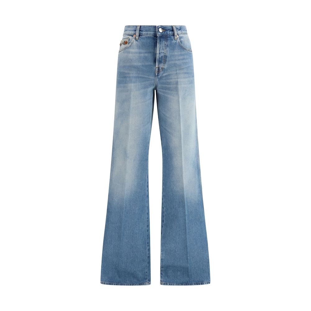 Blue Cotton Flared Jeans Gucci