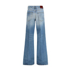 Blue Cotton Flared Jeans Gucci