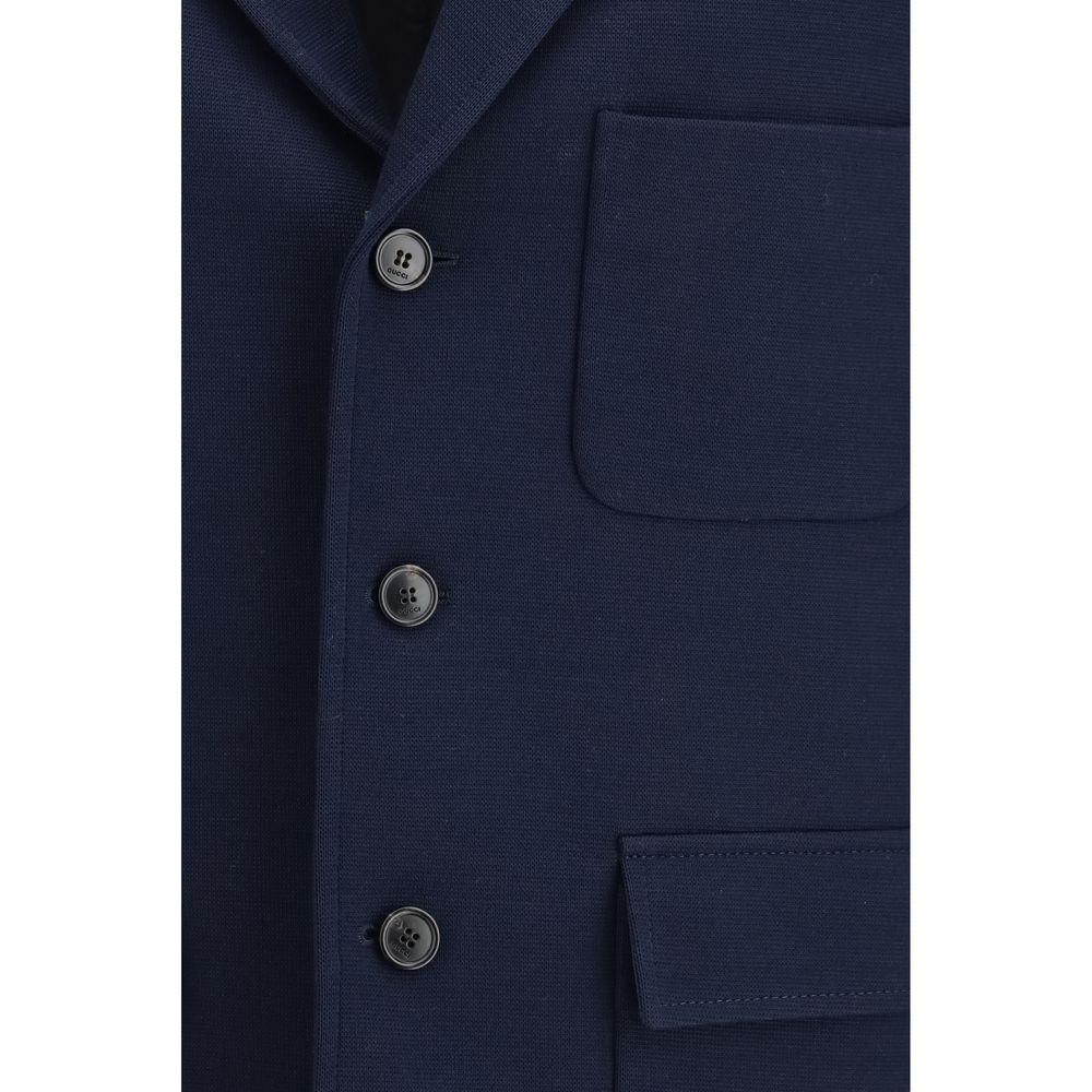 Blue Cotton Coat Gucci