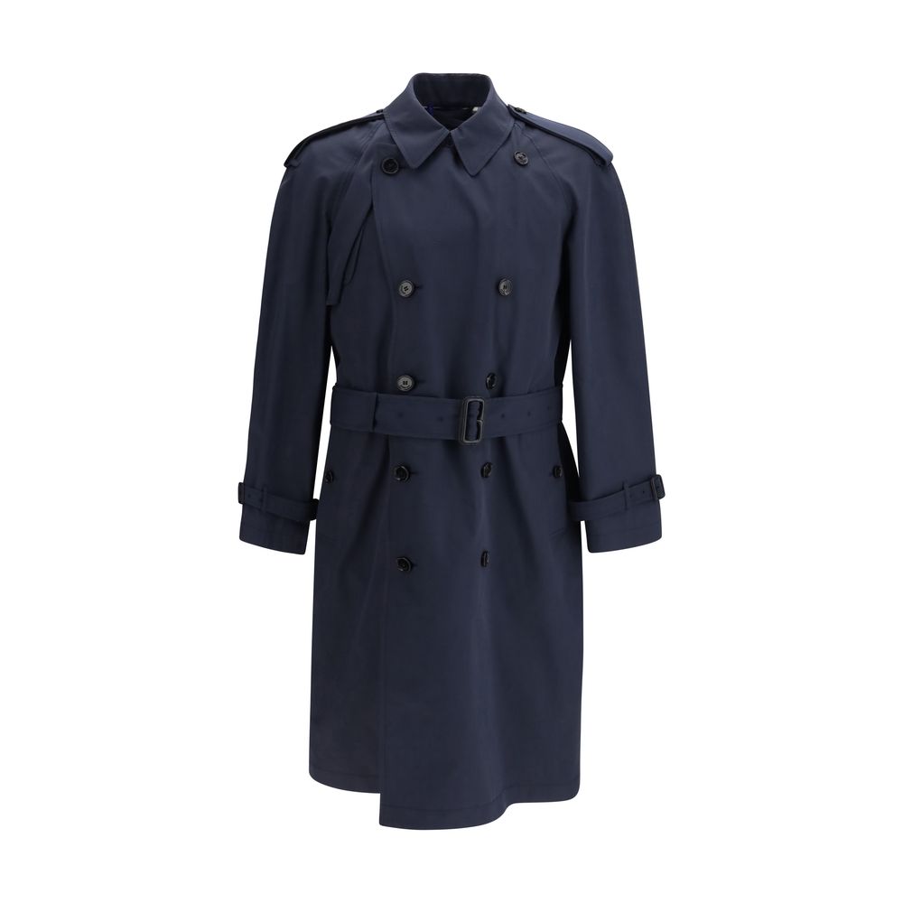Blue Polyester Trench Coat Burberry